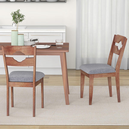 Dining Chair Set of 2, Upholstered Fabric High Back, Gray