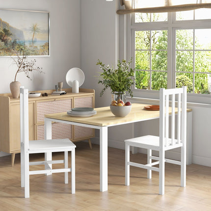Dining chairs in white pine, set with 2 - 120 kg capacity