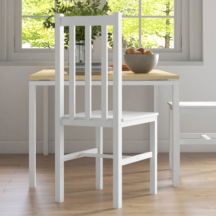 Dining chairs in white pine, set with 2 - 120 kg capacity