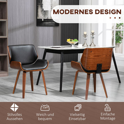 Dining Chairs Set of 2, Black Faux Leather, Wood Frame