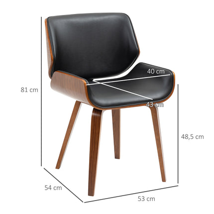 Dining Chairs Set of 2, Black Faux Leather, Wood Frame