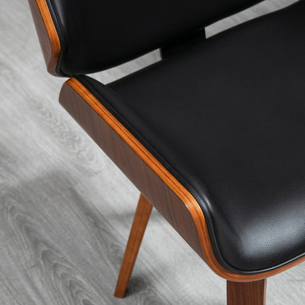 Dining Chairs Set of 2, Black Faux Leather, Wood Frame