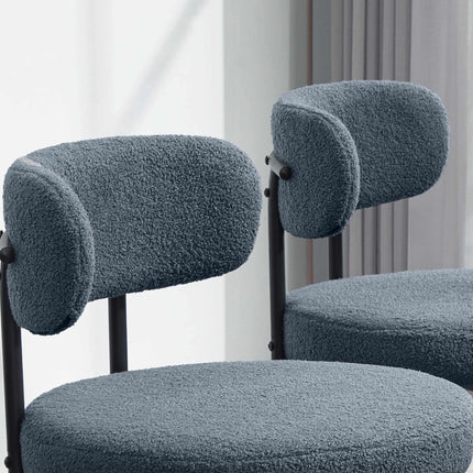 Dining Chairs Set of 2, Fleece Upholstery, Metal Legs, Gray