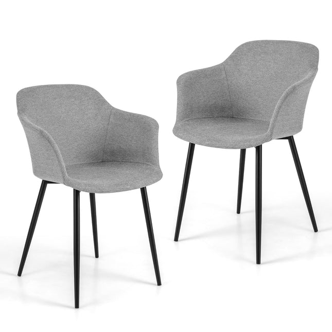 Set van 2 eetkamerstoelen, lichtgrijs, met ergonomische rugleuning.
