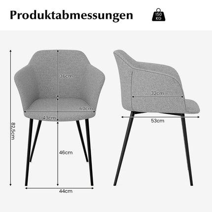Dining Chairs Set of 2, Light Grey, Ergonomic Backrest