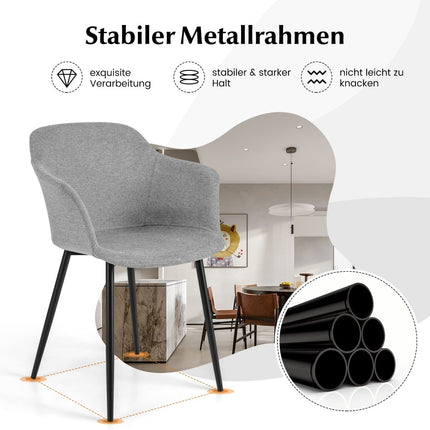 Dining Chairs Set of 2, Light Grey, Ergonomic Backrest