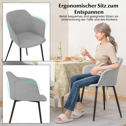 Dining Chairs Set of 2, Light Grey, Ergonomic Backrest
