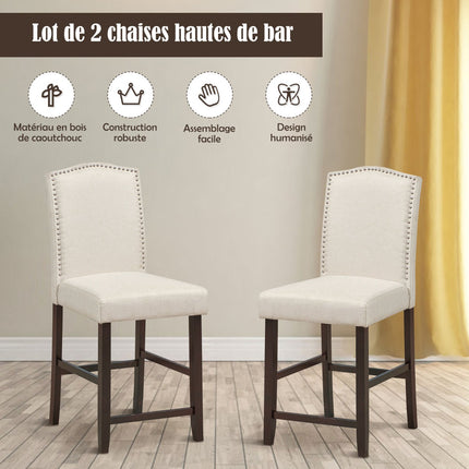 Dining Chairs Set of 2, Linen Upholstery, High Back