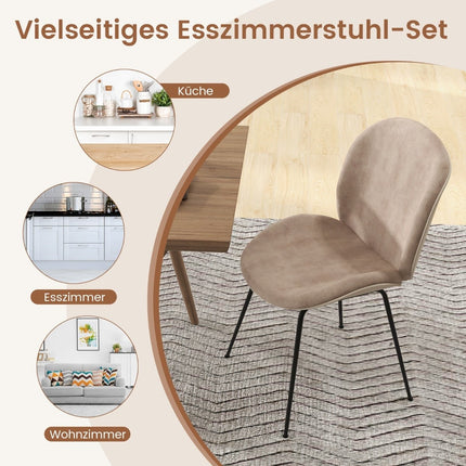 Dining Chairs Set of 2, Metal Frame, Velvet, 150kg Capacity