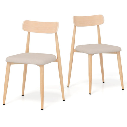 Dining Chairs Set of 2, Padded Linen, Metal Legs