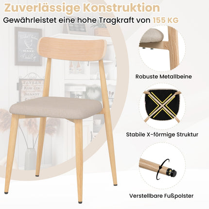 Dining Chairs Set of 2, Padded Linen, Metal Legs