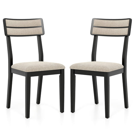 Dining Chairs Set of 2, Padded Seat, Rubberwood Legs