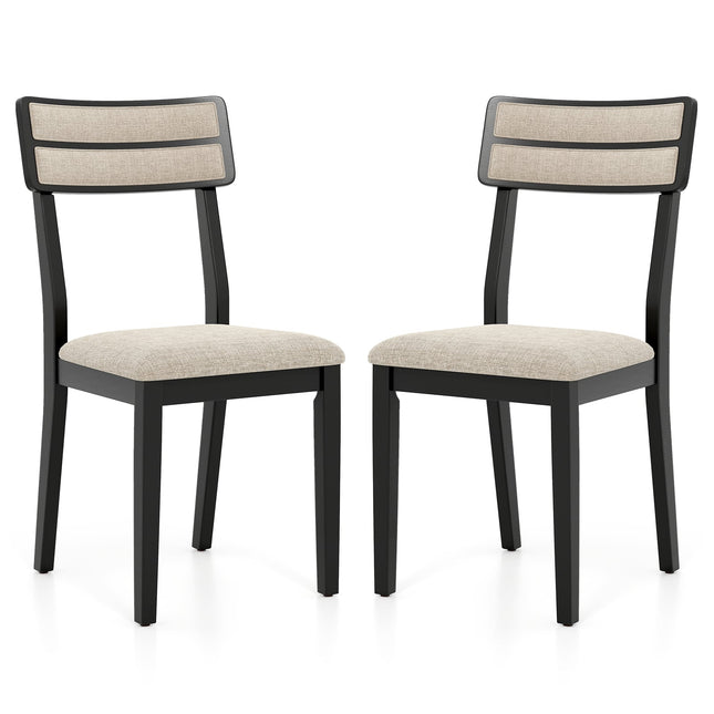 Set van 2 eetkamerstoelen, met gewatteerde zitting en poten van rubberhout.