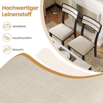Dining Chairs Set of 2, Padded Seat, Rubberwood Legs