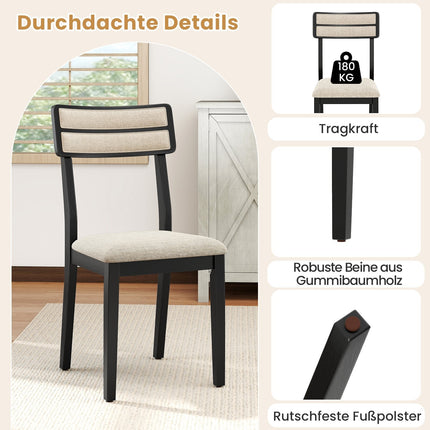 Dining Chairs Set of 2, Padded Seat, Rubberwood Legs