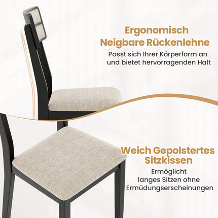 Dining Chairs Set of 2, Padded Seat, Rubberwood Legs