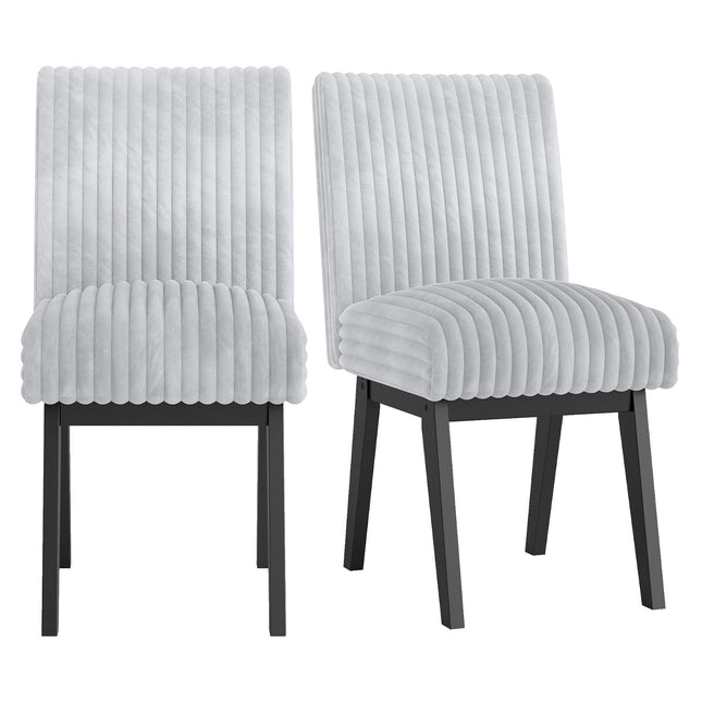 Set van 2 eetkamerstoelen, gewatteerde zitting, poten van rubberhout, grijs