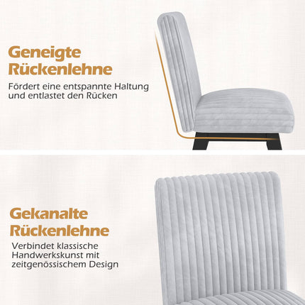 Dining Chairs Set of 2, Padded Seat, Rubberwood Legs, Gray