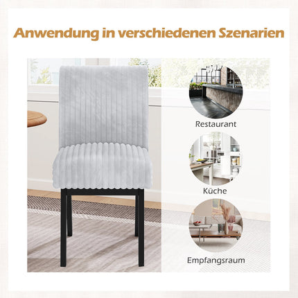 Dining Chairs Set of 2, Padded Seat, Rubberwood Legs, Gray