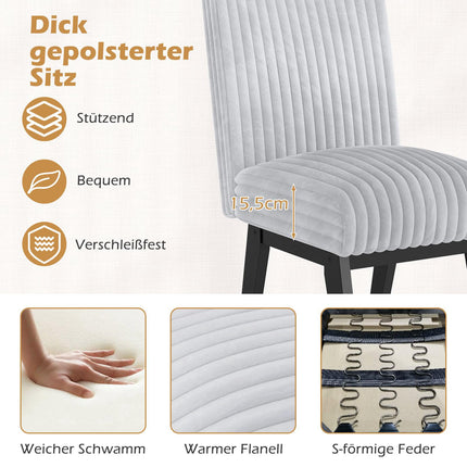 Dining Chairs Set of 2, Padded Seat, Rubberwood Legs, Gray
