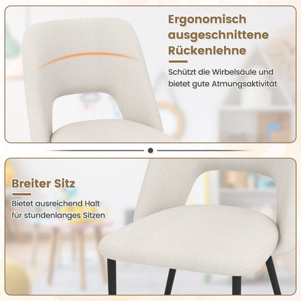 Dining Chairs Set of 2, Padded Velvet, Beige, Metal Frame