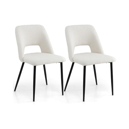 Dining Chairs Set of 2, Padded Velvet, Beige, Metal Frame