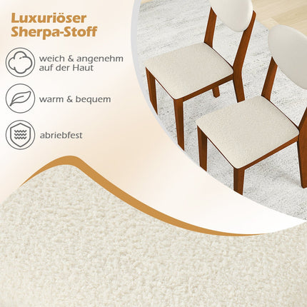 Dining Chairs Set of 2, Sherpa Upholstered, 180kg Capacity