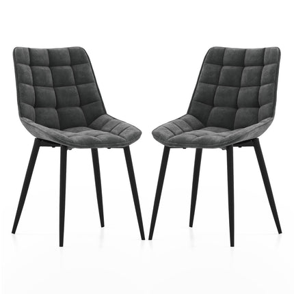 Dining Chairs Set of 2, Velvet Upholstered, Gray
