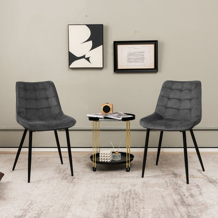 Dining Chairs Set of 2, Velvet Upholstered, Gray