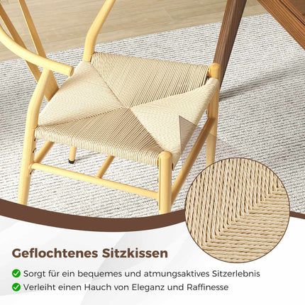 Dining Chairs Set of 2, Y-Back, Woven Rattan Seat, Stackable