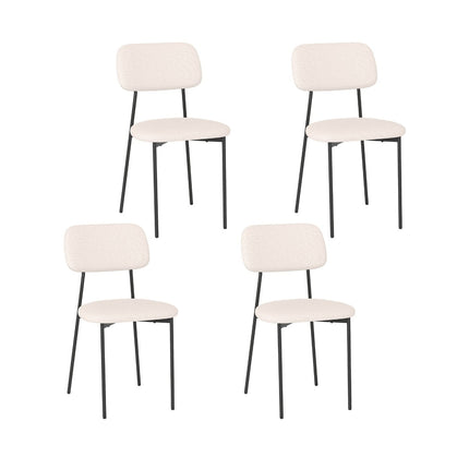 Dining Chairs Set of 4, Beige Linen, Metal Legs