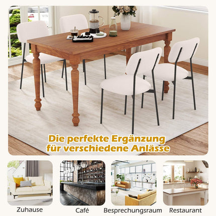 Dining Chairs Set of 4, Beige Linen, Metal Legs