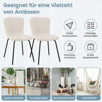 Dining Chairs Set of 4, Beige, Velvet Cushion, Metal Frame