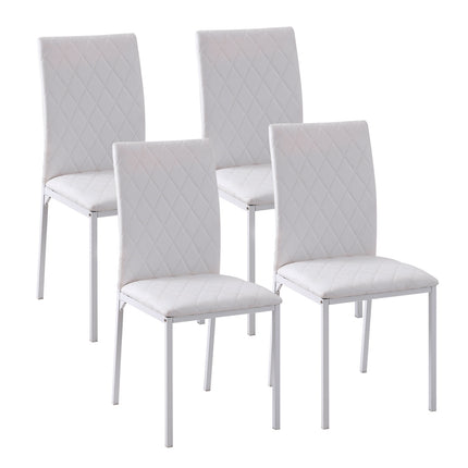 Dining Chairs Set of 4, Faux Leather, High Back, White