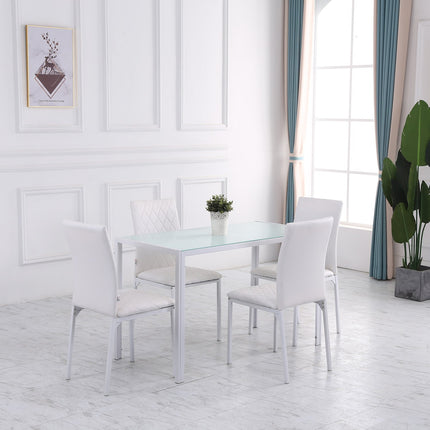 Dining Chairs Set of 4, Faux Leather, High Back, White