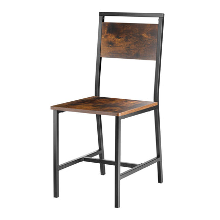 Dining Chairs Set of 4, Metal Frame, Rustic Brown Black