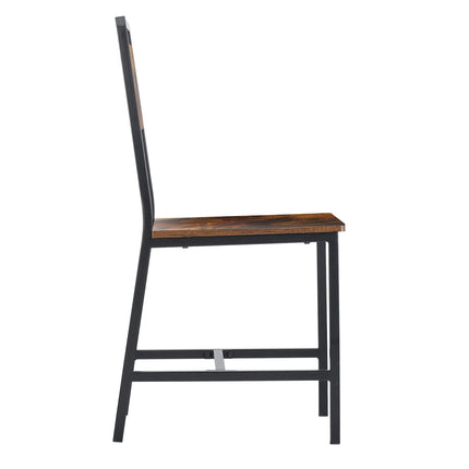 Dining Chairs Set of 4, Metal Frame, Rustic Brown Black
