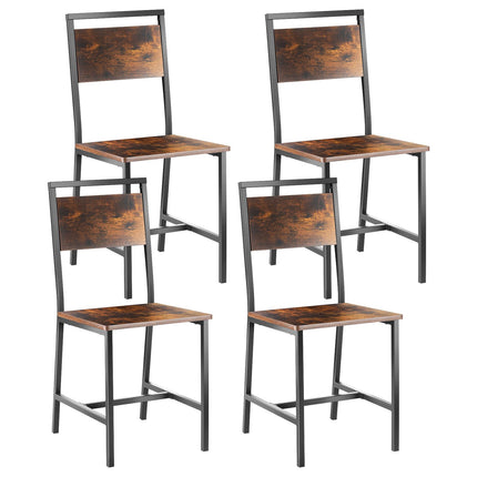 Dining Chairs Set of 4, Metal Frame, Rustic Brown Black