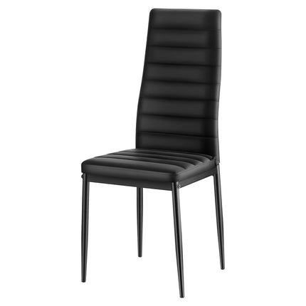 Dining Chairs Set of 4, PVC Leather, Metal Legs, Black