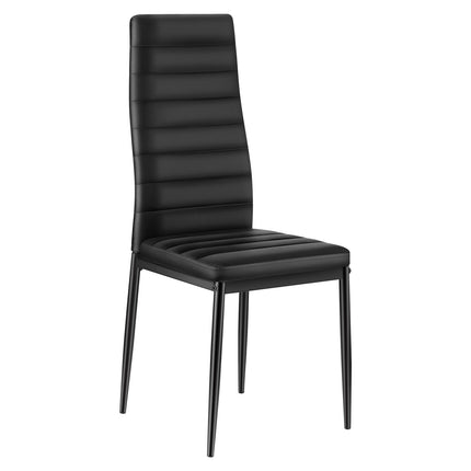 Dining Chairs Set of 4, PVC Leather, Metal Legs, Black