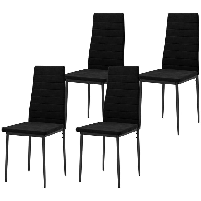 Eetkamerstoelen set van 4, fluwelen bekleding, zwart