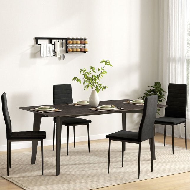 Eetkamerstoelen set van 4, fluwelen bekleding, zwart