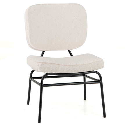 Dining Chair with Curved Seat &amp; Backrest Sherpa kitchen chair upholstered chair beige