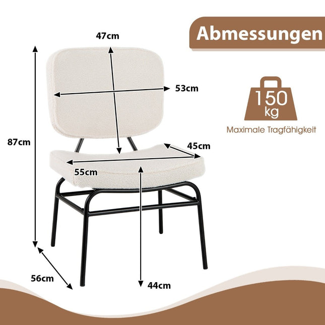 Eetkamerstoel met gebogen zitting en rugleuning Sherpa keukenstoel gestoffeerde stoel beige