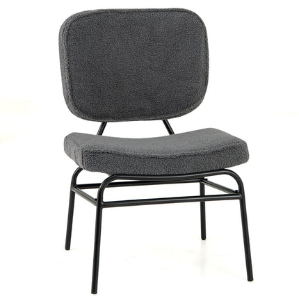 Dining Chair with Curved Seat &amp;amp; Backrest Sherpa kitchen chair upholstered chair gray