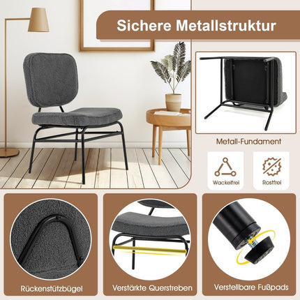 Dining Chair with Curved Seat &amp;amp; Backrest Sherpa kitchen chair upholstered chair gray
