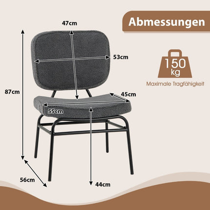 Dining Chair with Curved Seat &amp;amp; Backrest Sherpa kitchen chair upholstered chair gray