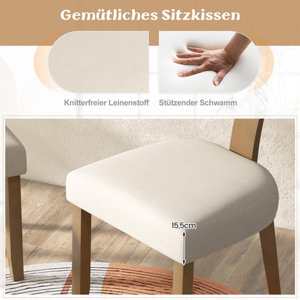 Dining Chair with Rattan Back, Padded Seat & Wood Legs