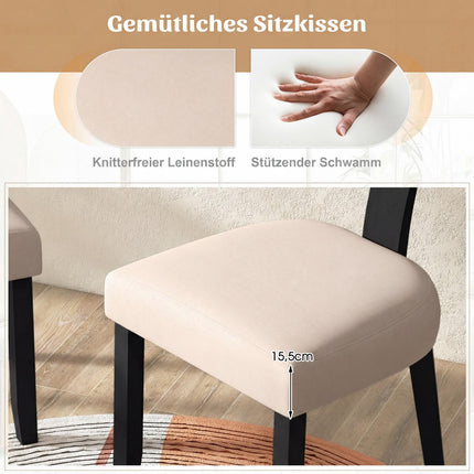 Dining Chair with Rattan Back, Padded Seat & Wood Legs