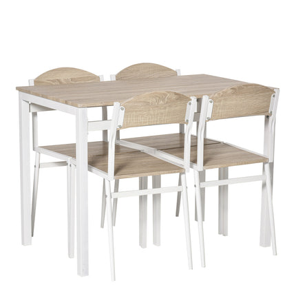 5-piece dining table set, wood fibers MDF & metal, grey/white